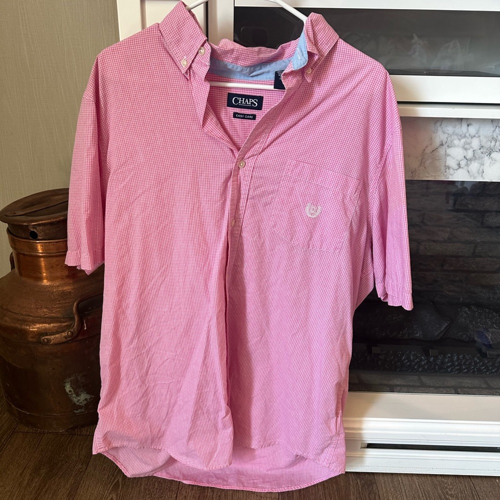 Chaps Men's Casual Pink Button Down Shirt